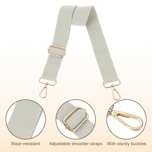 Image of uxcell Wide Shoulder Strap, 3.8cm Adjustable Purse Strap Replacement Crossbody Strap for Shoulder Bag Handbag, Light Grey, Light Gold Pull Core Buckle