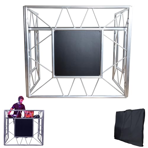 Cabina de DJ | Mesa de DJ | Cabina de DJ portátil para Fiestas | Cabina de DJ Plegable | Superficie óptima para Todo su Equipo de DJ | Cabina de DJ con Mesa Negra