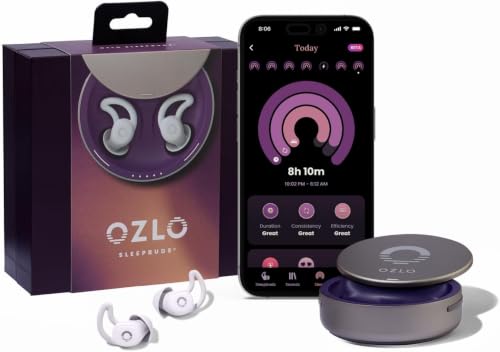 Ozlo Sleepbuds | Comfortable Side Sleeper Headphones | Up to 10 Hours of Bluetooth LE Streaming | Science-Backed Sleep Sounds | Snore Blocking Comfortable Earbuds (Renewed)