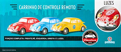 2227 - Carrinho de controle remoto de brinquedo Fusca Classico com luzes - Amarelo