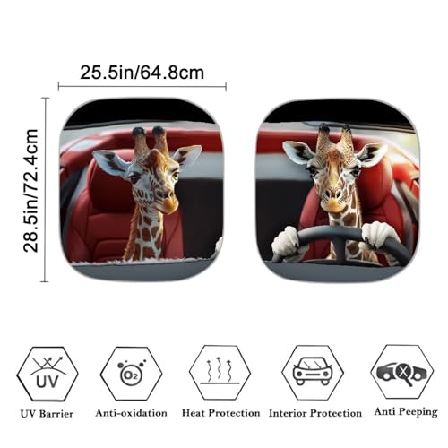 Image of Driving Giraffe 2 PCS Car Windshield Sun Shade Foldable Automotive Interior Accessories for Sun Protection Auto Sun Heat and UV Rays Blocker Fit Car Front Window for Trucks SUV Van