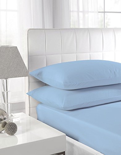 NIYS Luxury Bedding Mejores 100% algodón Egipcio 10 "/25 cm sábana Bajera Ajustable, Azul Celeste, Doublé