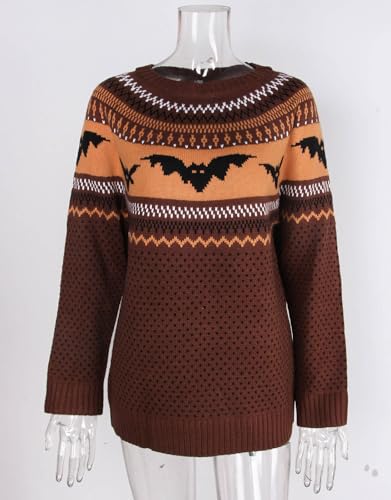 Image of Women's Long Sleeve Crewneck Casual Fall Winter Fair Isle Pullover Sweaters