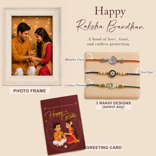 Image of Art Street Customize Premium Cave Photo Frame With Photo Upload and Rakhi For Raksha Bandhan, Brother, Sister, Birthday, Anniversary for Husband, Couple, Parents For Table & Wall Both (5R, 5x7 Inch)