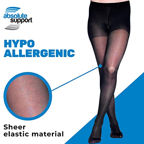 ABSOLUTE SUPPORT Made in USA - Sheer Compression Firm Pantyhose 20-30mmHg for Women Circulation - Sheer Compression Support Stockings Hose for Ladies - Hi Waist Tights - Black & Nude, Medium3