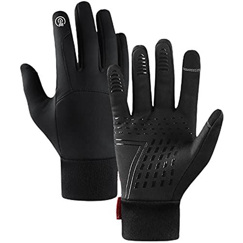 Winter Thermo-Touchscreen-Handschuhe, rutschfeste Fahrradhandschuhe, leichte Touchscreen-Handschuhe, Wandern, Klettern, Laufhandschuhe für Herren und Damen, für Fahrradfahren, Wandern (Schwarz, L) Cover