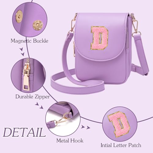 Image of Viverte Crossbody Purse for Teen Girls Small Initial Cell Phone Toddler Purse Leather Triple Compartment Crossbody Bags