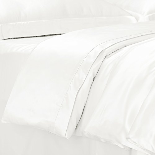 Thxsilk Silk Duvet Cover Set 4 Piece, 22 Momme Silk Sheets, Luxury Bedding Sets - Ultra Soft, Machine Washable, Durable - 100% Top Grade Mulberry Silk - King Size, White #TOP1