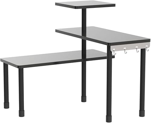 Miniatura 4 de JayRex Estante de Esquina de Encimera, Organizador Mueble de 3 Niveles Desplazable para Encimera de Baño, Maquillaje, Tocador, Estante de Escritorio