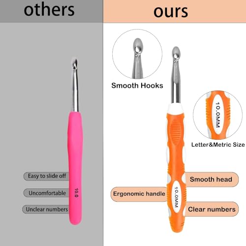 Image of Novelchet Large Crochet Hooks 6.5mm 7.0mm 8.0mm 9.0mm 10.0mm,Big Crochet Needle for Chunky Yarn Blue B
