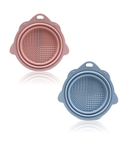WJIAEER 2 Stück Silikon-Make-up-Pinsel-Reinigungs-Klappschüssel, Pinselreiniger Make-up-Pinsel-Waschpad Make-up-Pinsel-Reiniger tragbar Cover
