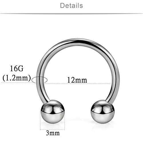 Image of SCERRING 2-8PCS 16G G23 Titanium Horseshoe Septum Ring Nose Rings Hoop Helix Daith Cartilage Tragus Earrings Nipple Eyebrow Body Piercing Jewelry 8mm 10mm 12mm 14mm
