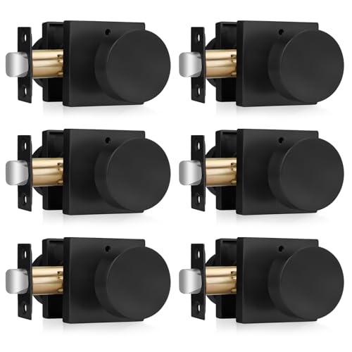 Haidms Matte Black Door Knobs Interior Privacy Heavy Duty Square Black Interior Door Knobs for Bedroom Zinc Alloy Privacy Door Knob Bathroom (6 Pack)