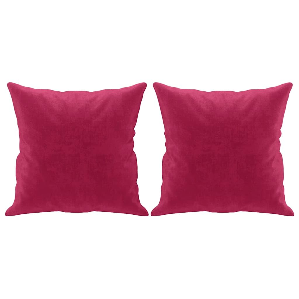 Cojín decorativo (40 x 40 cm, terciopelo, 2 unidades), color rojo y burdeos