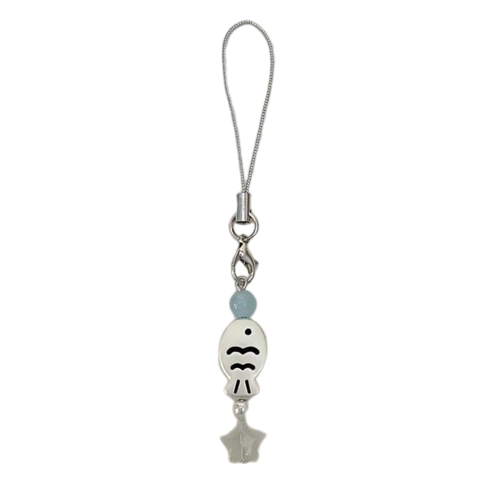 NEWFT Stylish Fish Phone Chain Ornament Snapper Star Beaded Cellphone Pendant Phone Lanyard