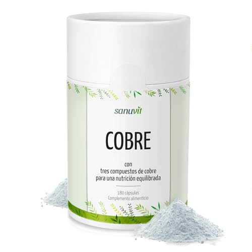 Sanuvit® - Cobre 3mg | 180 cápsulas | Alta biodisponibilidad | Citrato de cobre con 3 mg de cobre por cápsula | vegano