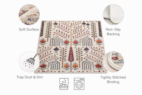 Image of AAZEEM Washable Non-Slip Carpet for Living Room Bedroom, Drawingroom Medium-Pile Painting Indoor Accent Stain Resistant Non-shed Carpet for Home Office Decor|White Color| 2'3 Feet|