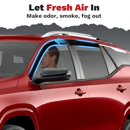 Image of Canvcle Terrain Rain Guards - Window Visors for GMC Terrain 2018-2024, Outside-Mount Tape-On Side Window Wind Deflectors for GMC Terrain Accessories, Vent Visors Shades Rainproof Black 4PCS