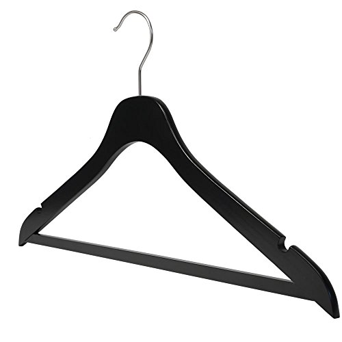 Nahanco Sl70217Wb20 17" Slim Line Space Saving Wooden Suit Hanger With Pant Bar (Pack Of 20), Black #TOP1