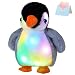 Bstaofy Glow Penguin Stuffed Animal Gray LED Soft Perky Adorable Floppy Plush Toy Nightlight Gift for Kids on Christmas Birthday Halloween Festival Occasions, 11’’