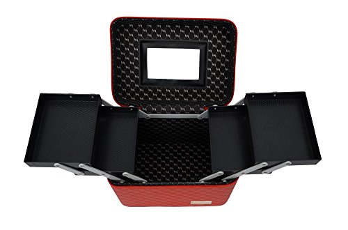 Store2508 Professional Beauty Make Up Case Nail Cosmetic Box Vanity Case (28 * 23 * 19 Cm) (Red) - Image 4