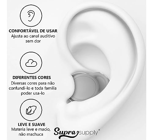 Tampão De Ouvido Abafador Ruídos Diminui Ronco Barulho Ideal para Natação Dormir Estudar (Cinza)