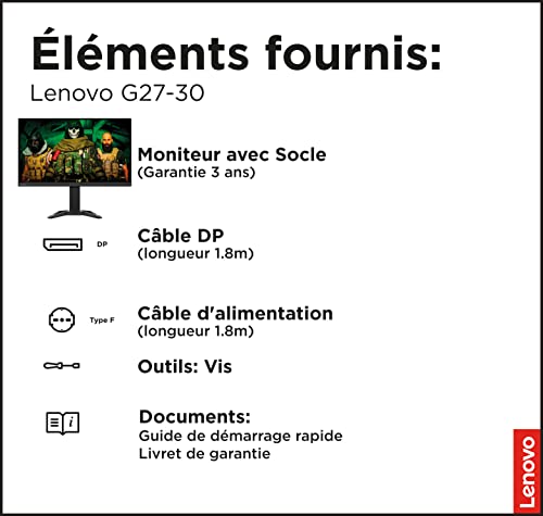 Lenovo G27 30 LED display 68 6 cm 27 1920 x 1080 pixels Full HD - vue 8