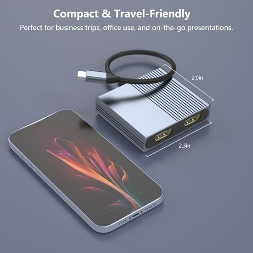 USB C to Dual HDMI Adapter for 2 Monitors, HDMI Splitter Extended Display — view 8