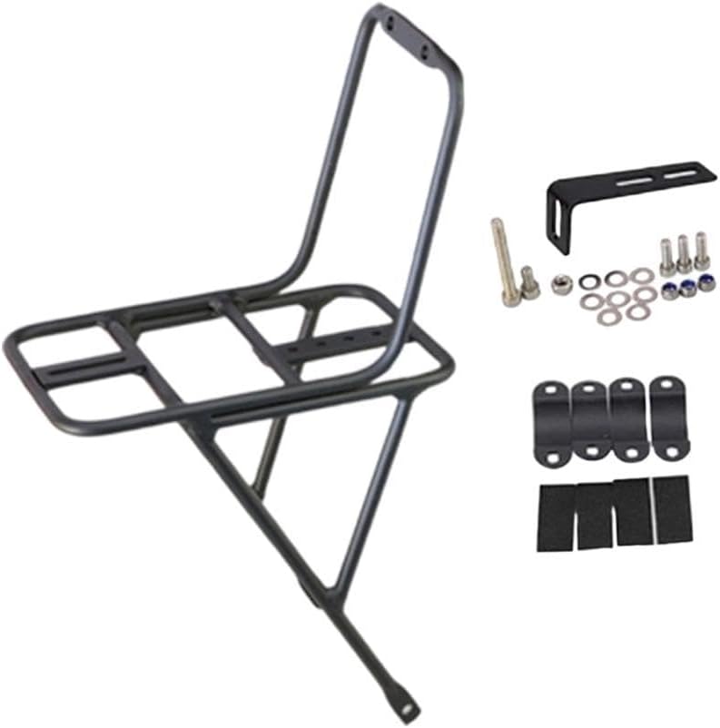 B Baosity Bike Front Rack Carrier Bicycle Front Fork Rack Aluminum Alloy,Cargo Pannier Luggage Shelf for Travel Folding Bike, Disc Brake, Black