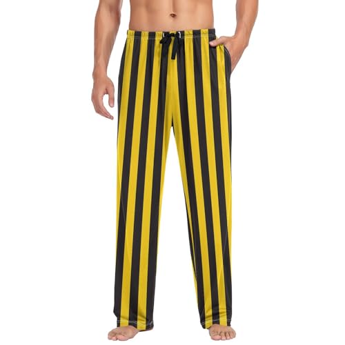 Yellow Black Stripe Men's Pajama Pants for Men Lounge Pants Pajama Bottoms Soft Long Sleep Pant Lightweight