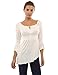 PattyBoutik Women 3/4 Sleeve High-Low Hem Top (Ivory Large)