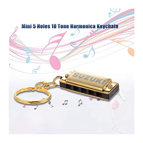 Suzuki Harmonica Mini 5 Holes 10 Tone Harmonica Keychain Key Of C Golden Woodwind Instruments #TOP3
