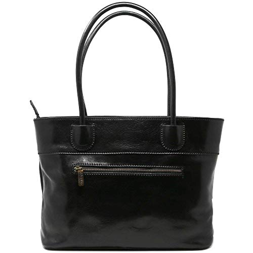 Floto Napoli Italian Leather Women's Shoulder Bag Handbag Purse (Black) #TOP6