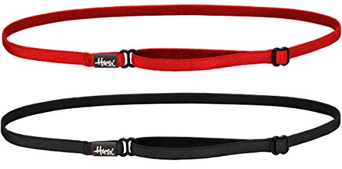 Hipsy Elastic & Adjustable Thin Running Fitness Headband Team Sport Colors Hair Band 2-Pack (Black & Red)