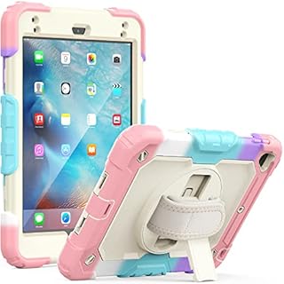 SEYMCY for iPad Mini 6 Case 8.3 inch 2021 for Kids (A2567/A2568/ A2569), Shockproof with 360 Degree Rotating Hand Strap Stand, Screen Protector, Pencil Slot - Camo Pink