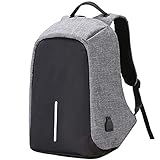 Anti Theft Backpack With USB Charge Port, Water Resistant Laptop Backpack, Lightweight Travel Bag for Business Office Men Women Students Computer Bag For 14 15 15.6 Inch Laptop Macbook, Gray