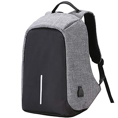 Anti Theft Backpack With USB Charge Port, Water Resistant Laptop Backpack, Lightweight Travel Bag for Business Office Men Women Students Computer Bag For 14 15 15.6 Inch Laptop Macbook, Gray