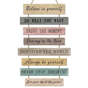 Inspirational Phrase Wall Art, Motivational Quote Wooden Hanging Sign Positive Words Wood Sign Plaque Art Craft Wall Decorations for Bedrooms Office Nursery