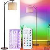 Battery Operated Floor Lamp, RGB Dimmable Cordless Standing Lamp with Remote Control for Living Room, Tall Floor Lamp for Bedroom -Brown