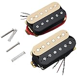 Musiclily Set de Humbucker 50mm Pastilla del Mástil y 52mm Pastilla del Puente para Guitarra Eléctrica, Zebra