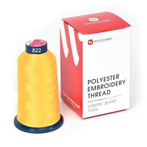 Image of Poolin Polyester Machine Embroidery Thread 4000M 40WT Bright Yellow 0822 | Smooth Feeding with Stable Tension for Clean, Consistent Stitching on Home and Commercial Embroidery Machines