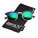 zeroUV - Premium Half Frame Horn Rimmed Sunglasses with Metal Rivets (Flash Mirror Series | Tortoise / Midnight)