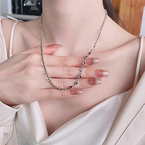 Collier perlé argent et zircon coloré | Bijou empilable élégant - 2