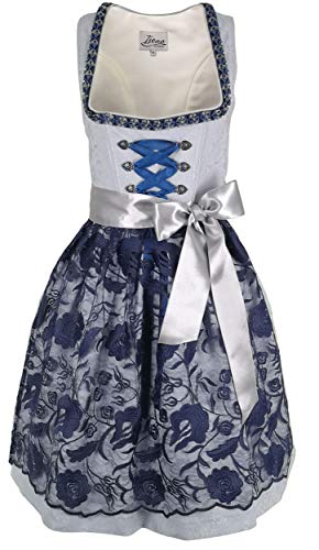 Iseaa Damen Dirndl Kleid Dirndlkleid Trachtenkleid Katharina in hellblau mit Spitze 44 Cover