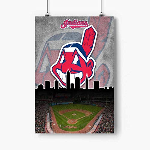 Lilian Ralap Cleveland Indians Poster 12x18 Inchs Unframed, MLB Game, MLB Team, Baseball League, Sport Art, Baseball Canvas, Gift for Husband, Son, Grandfather, Father Day, Home Decor