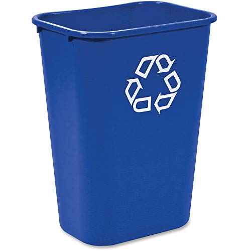 Image of Rubbermaid Commercial Products Deskside Recycling Can, 10.25-Gallon /41-Quart, Blue Recycling Symbol, Plastic, for Bedroom /Bathroom /Office /Under Desk /Sink, Pack of 12