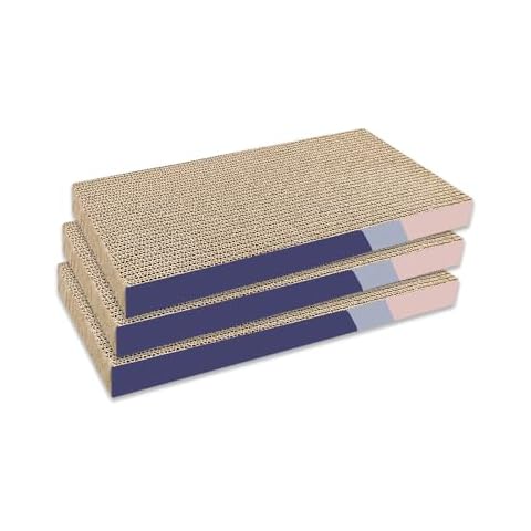 YOLCAR Blue-Purple Gradient 17-Inch Recycled Corrugated Cat Scratch Pads 3-Pack, Double-Sided Use, Furniture Guard, Ideal for Cat’s Rest, Play, and Claw Grinding Cover