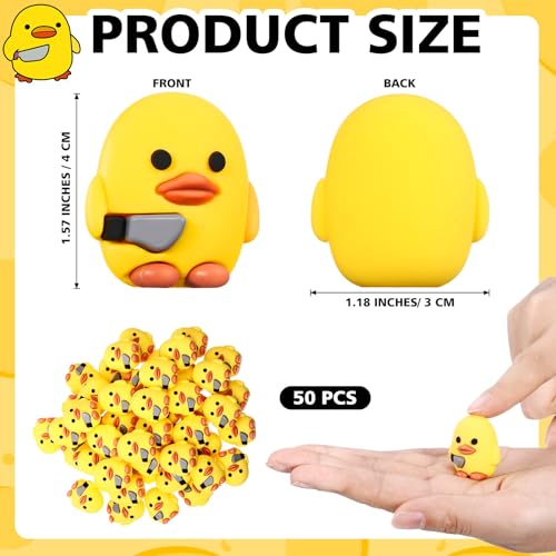 Image of Gejoy 50 Pcs Mini Rubber Ducks Holding Knife Cute Small Rubber Ducks Funny Evil Car Dashboard Ornaments Assorted Figurines Bulk for DIY Crafts Birthday Gifts Holiday Party Favors