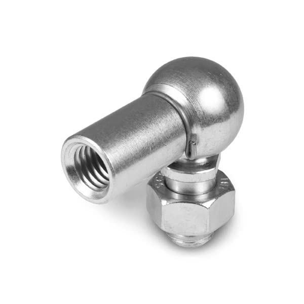 4 pz Giunto angolare sferico DIN 71802 CS16 M12 con perno filettato e staffa di sicurezza. Dado esagonale DIN 934 (sciolto incluso), acciaio zincato (CS 16 M12)