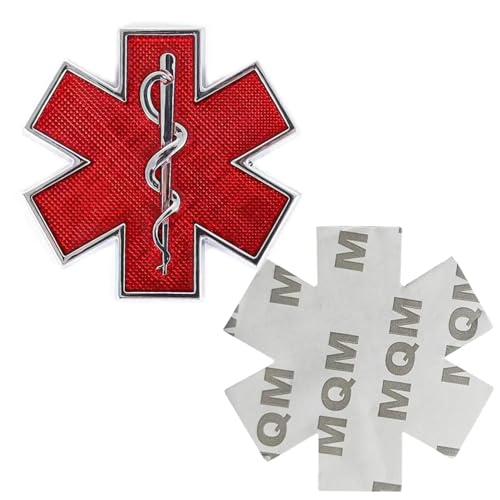 Image of 2 pcs Life of Star Metal Badge Star of Life Emblem Decal Car Door Windshield Rear Trunk GM Pickup Wrangler Jeep (RED)